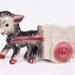 Vintage Donkey Planter Mule Pulling Cart Flower Pot Gray Maroon Figurine