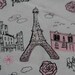 Half Yard Cotton Fabric,Craft,Eiffel Tower,Paris,Rose,Gilt,Vintage Building,Dining Table,Vintage Style,Pattern,Diy,Fabric(QT43)