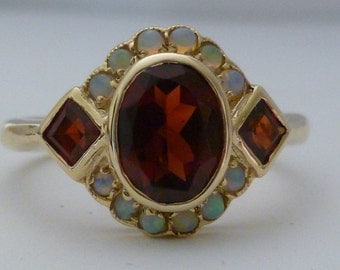 Gold Garnet Ring, Gold Opal Ring, Vintage Opal Victorian, 9ct 9k Solid Gold, Antique Womens Ring, Avail in Various Gems, 14k 18k Custom R4
