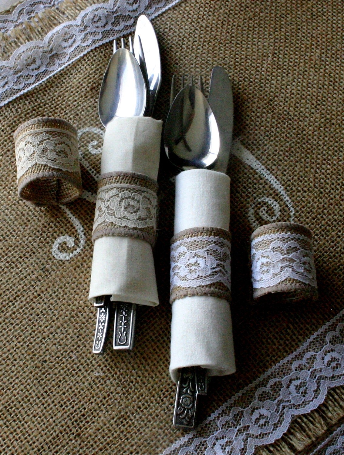 Burlap cutlery holders silverware holders for by Bannerbanquet
