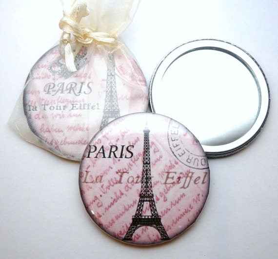 Half Price Paris Pocket Mirror in Pink with Eiffel by missbohemia
