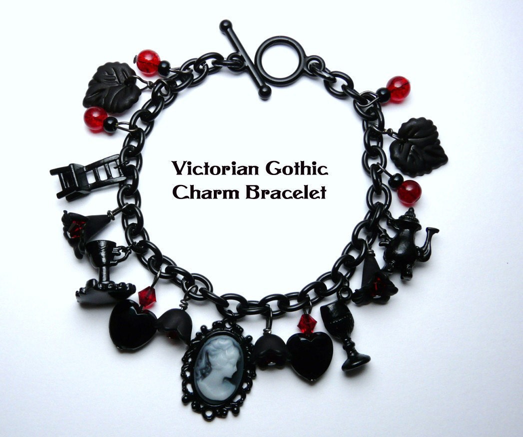 Sale Gothic Victorian Charm Bracelet High Society Black Charm