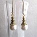RESERVED for CHRISTMAS BELLS Scavenger Hunt Vintage Inspired Pearl Drop Earring Antique Goldtone Autumn Jewelry