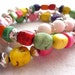 Beaded Stretch Bracelets Bright Multicolor Magnesite and Silver Bead Three Strands