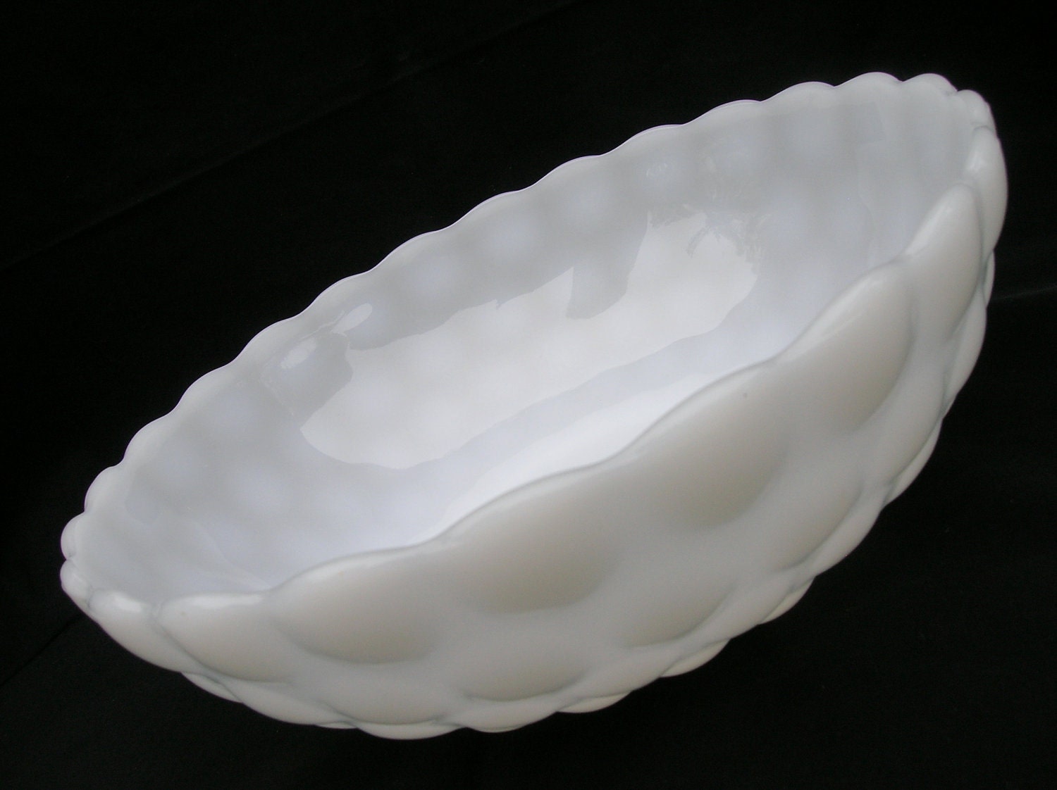 Milk Glass Bubble Bowl by Anchor Hocking Large Serving Dish Haute Juice