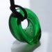 recycled beer bottle glass pendant - green - one of a kind fused