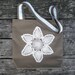 Hand made canvas cotton tote / cottage chic / rustic / retro / khaki brown / duck cloth / flower star vintage doily / for her / country