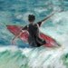 ORIGINAL Art surfer painting acrylic canvas on board 6 x 4