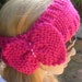 Knitted Headband -Headband - Ear Warmer Headband head bands Hair Coverings -headwrap with bow and pearls- Neon