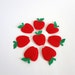 6 Big Red Felt Apples Padded Appliques Embellishment