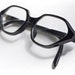 Vintage Hexagonal Cat Eye Eyeglass Frames, Black, Made in France