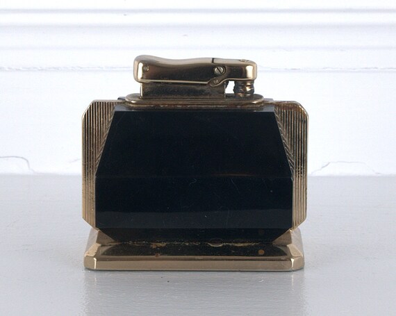 Art Deco Brass and Black Bakelite Table Lighter