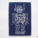 Robot Word Art Card Screen Print White on Blue