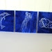 Sea Animal Prints - Set of 3 - Word Art - White Screenprint on Blue