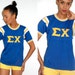 Vtg EX Sigma Chi University Frat Blue Yellow White Jersey Shirt