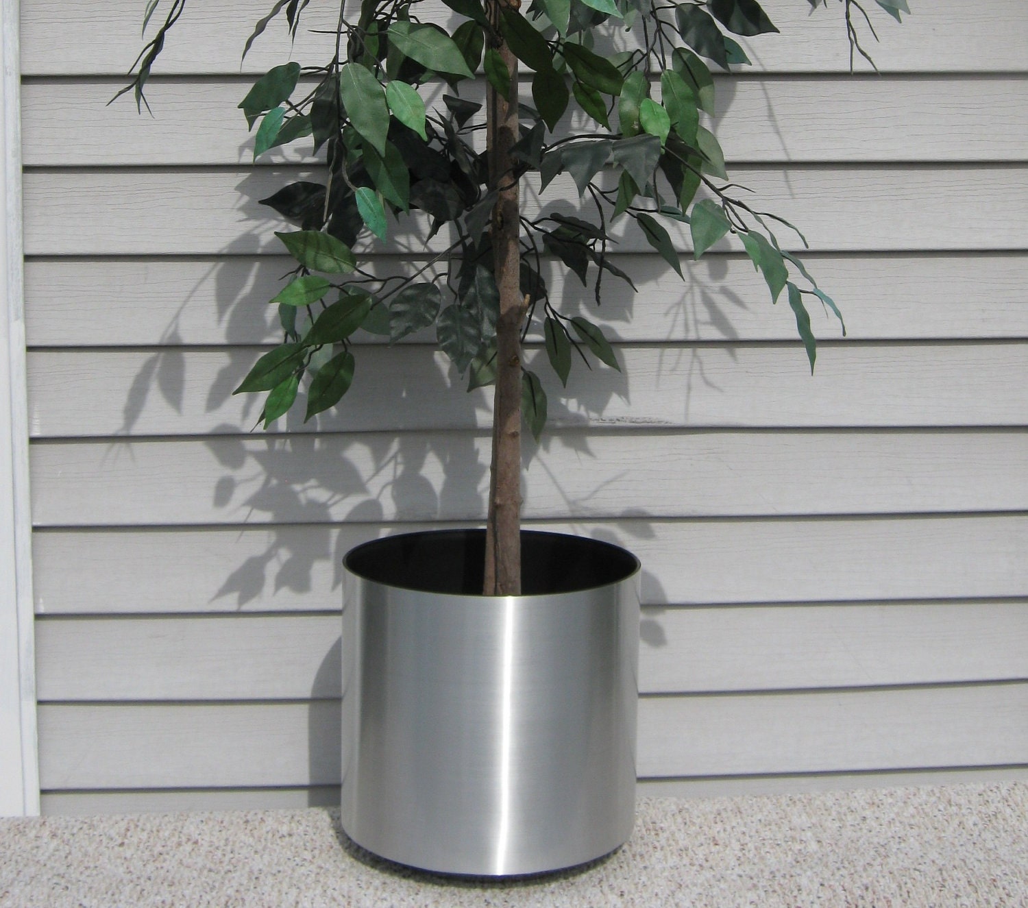 12 chrome silver planter flowerpot metal brushed by atcraftstudio