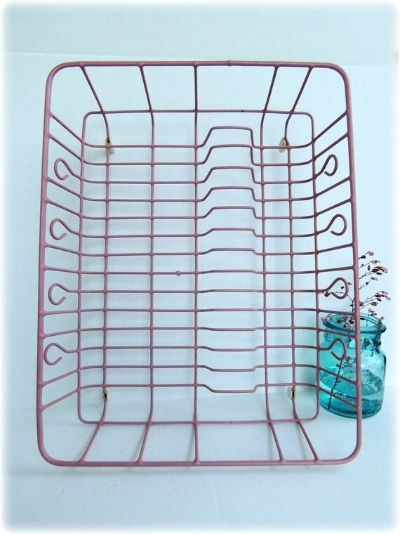 Pink Vintage Dish Drainer Drying Rack Coated Wire Retro