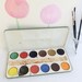 Vintage Watercolor Paint Set Windsor and Newton Ltd. Tin Case and Brushes Made in England Artist Green Enamel tin