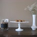 Stunning White Teardrop Milk Glass Cake Stand