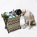 SALE ~ Aqua, Orange, Brown, & Lime Chevron Stripe Pet Toy Hamper with frame