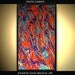 Original Large Abstract Painting Modern Contemporary Canvas Art Gold Blue Orange Red "Exotic Garden" Palette Knife Texture 36x18 Oil J.LEIGH