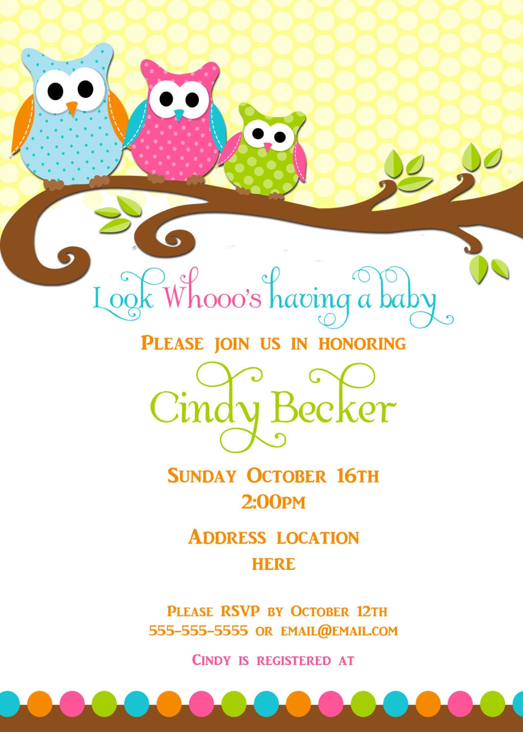 Owl Baby Shower Invitations 8