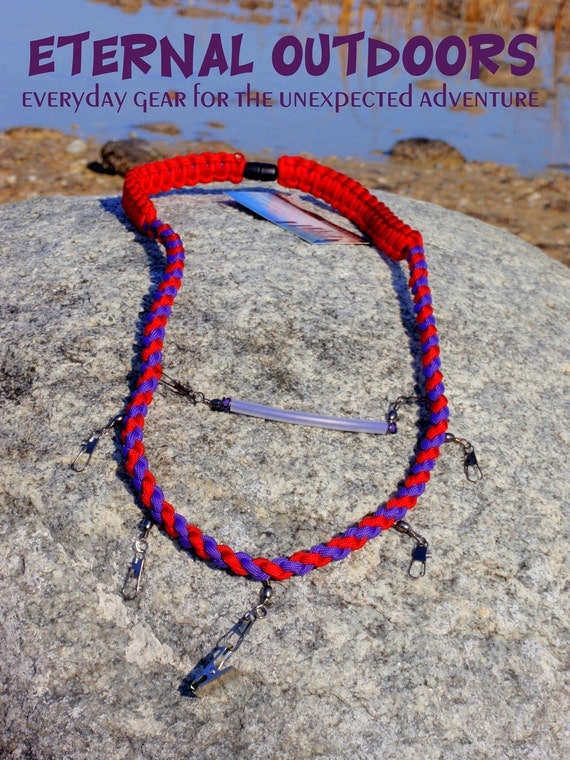 Items similar to Paracord Fly Fishing Lanyard Red and Purple with a