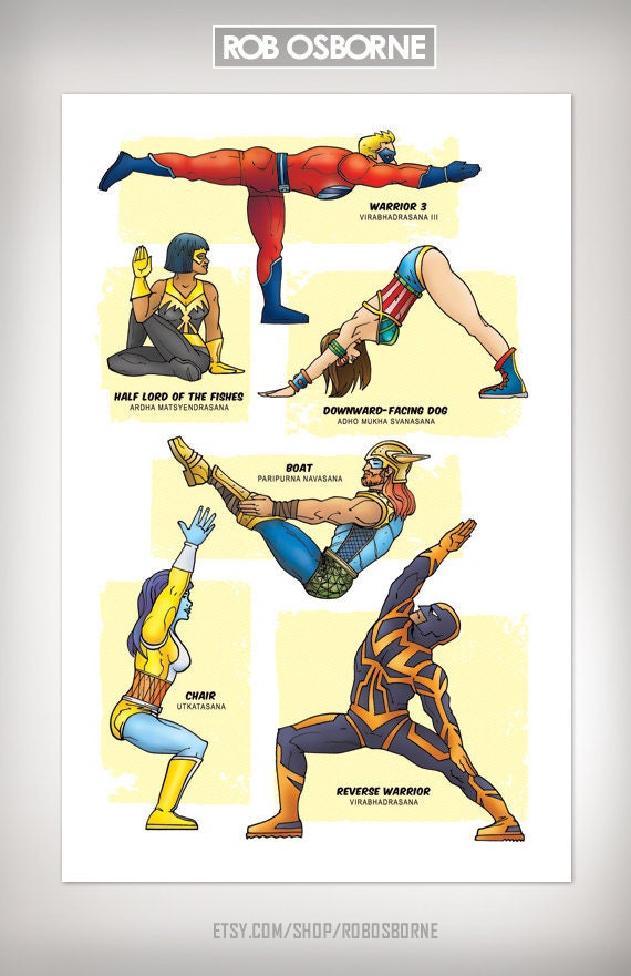 Items Similar To Superhero Yoga Super Pop Art Print 11x17