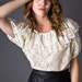 70s Vintage Cream Lace Ruffled Collar Peasant Blouse