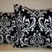 Set of 2 Pillow Covers 16x16-Free Shipping - Ozborne Damask Print Black with White
