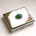 Victorian Silver Cigarette Case - Green Glass Cabochon - Smokers Accessories