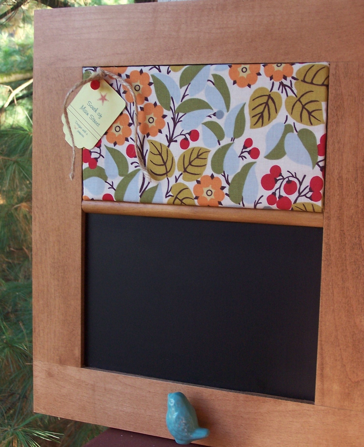 Honey Brown Pin Board/Chalkboard Made From Repurposed Cabinet