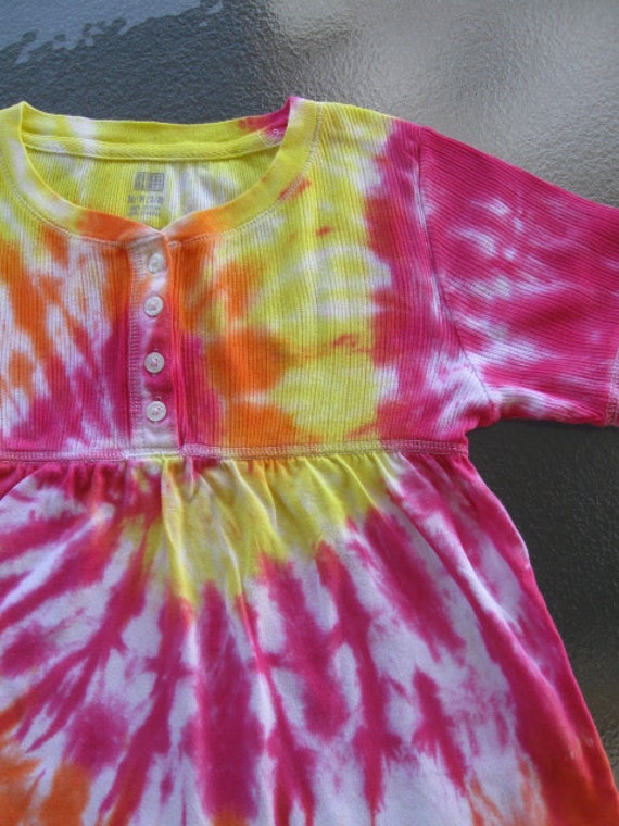 Items similar to Girls 7 / 8 tie dyed shirt in pink, orange, and yellow on Etsy