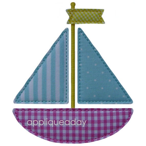 Sailboat Applique Design (Machine Applique Embroidery Design) Instant 