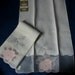 Vintage Madeira Rose Embroidered White Linen Guest Towels Pair with Original Labels Handmade in Madeira portugal