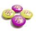 Om Magnet Glass Fridge Magnet Set of 4 Purple and Lime Green