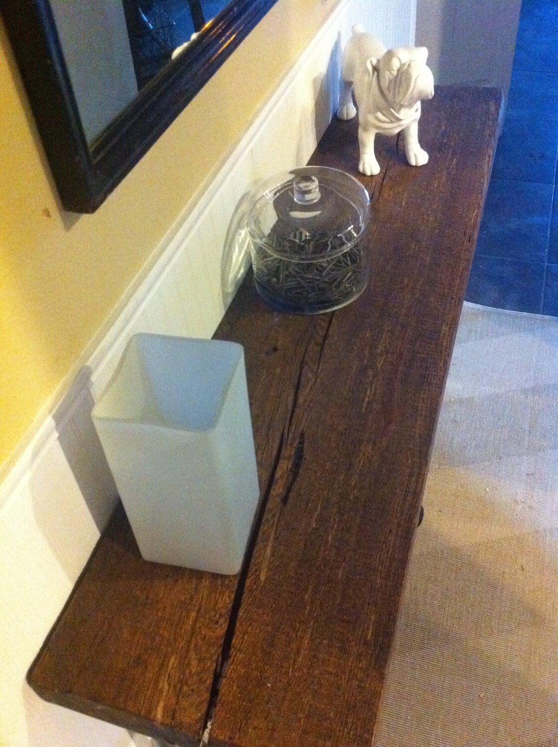 Reclaimed barnwood hickory table wood side entry way loft