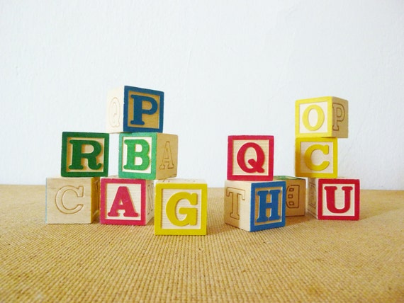 Items similar to Vintage Wooden Alphabet Blocks on Etsy