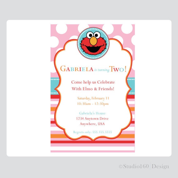 Elmo Birthday InvitationGirl BirthdayBirthday Invitation