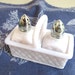 Milk glass salt and pepper with holder