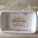 Toy Sized Loaf Pan, French Chocolates Label Dish, Small Rectangular Pottery, Ready to Ship