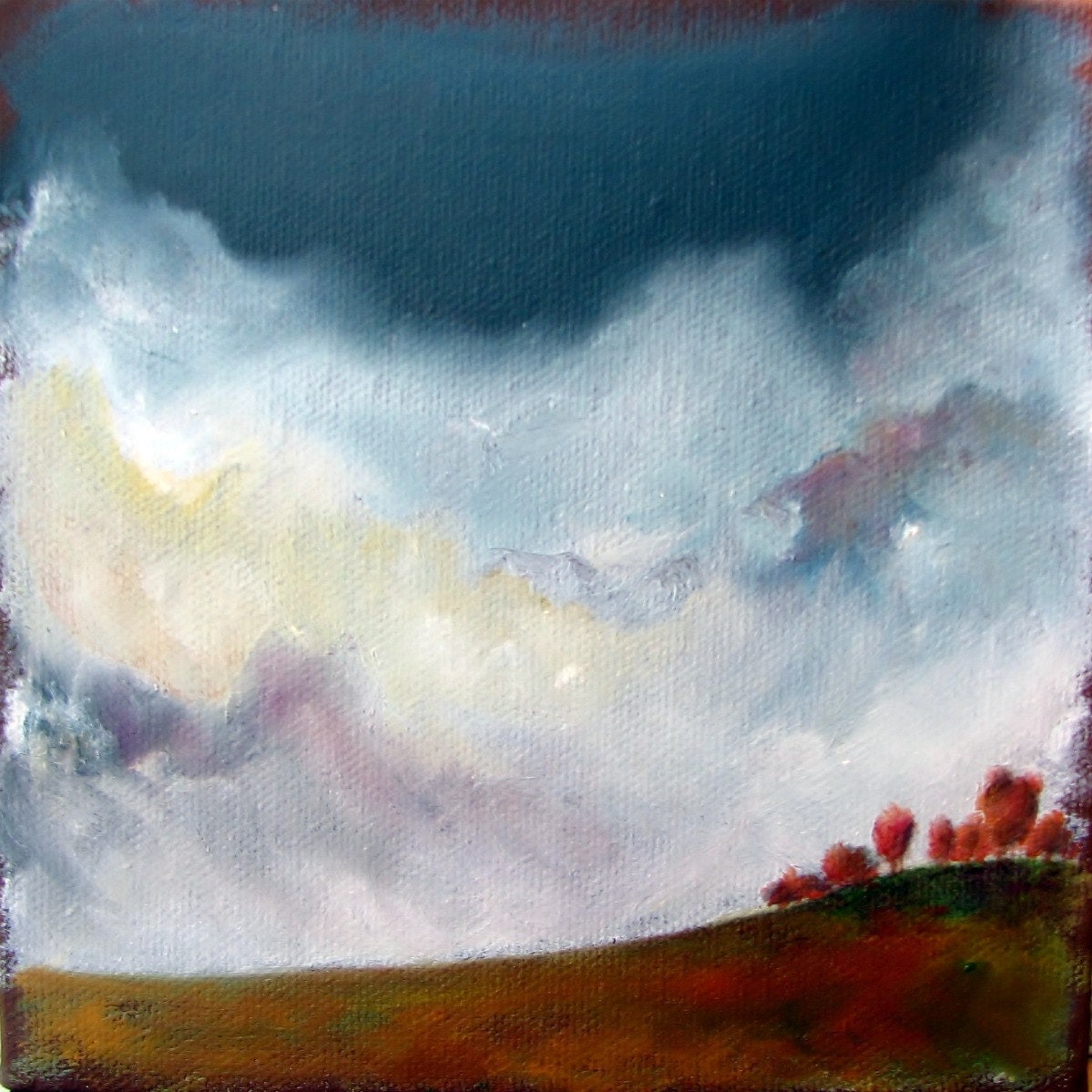 Original Oil Painting Dark Sky Thunderstorm By Stormscapestudio