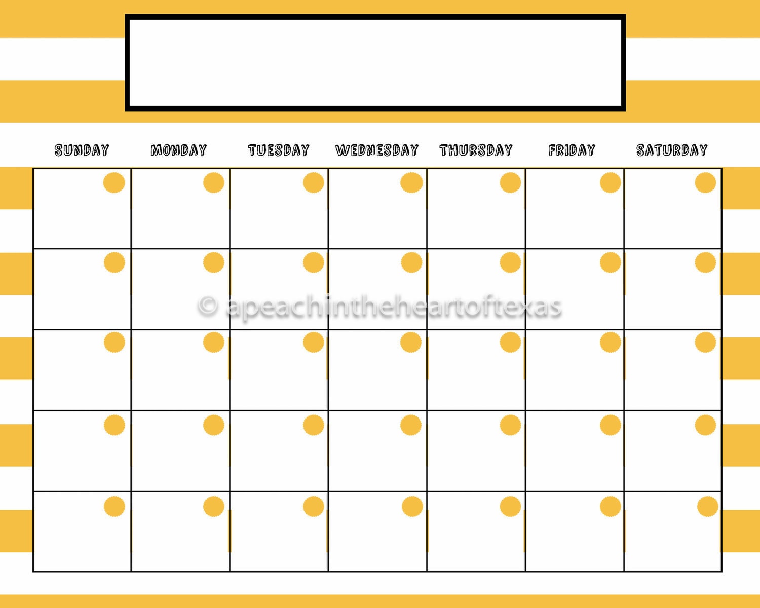 8x10 Printable Calendar