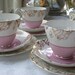 3RESERVED FOR BRIONY Pink and gold English fine bone china Trio