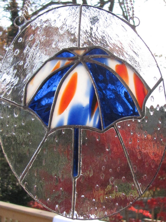 Items similar to Rain Umbrella Stained Glass Suncatcher on Etsy
