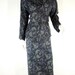 80s Does 40s Blue Silk Peplum Midi Dress - med, lg