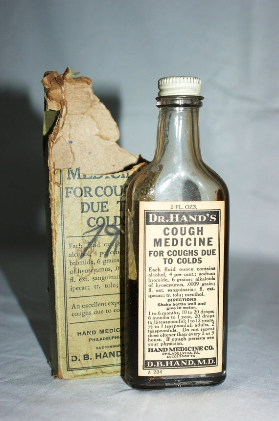 Items similar to DR HANDS Cough Medicine Vintage Bottle on Etsy