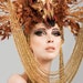 READY TO SHIP Amazing Deer Antler Painted Skull Red Gold beaded gothic tribal gypsy drape coque headdress headpeice wig