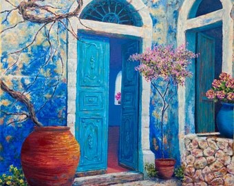 Turquoise/ Original oil painting on canvas by Miki Karni