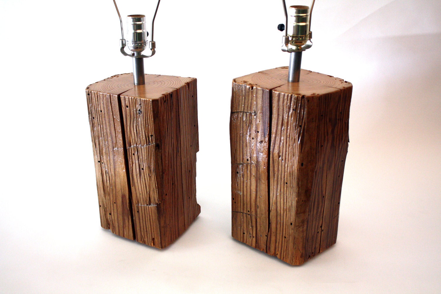 Pair Of Reclaimed Barn Wood Lamp HandREcrafted MFEO Design